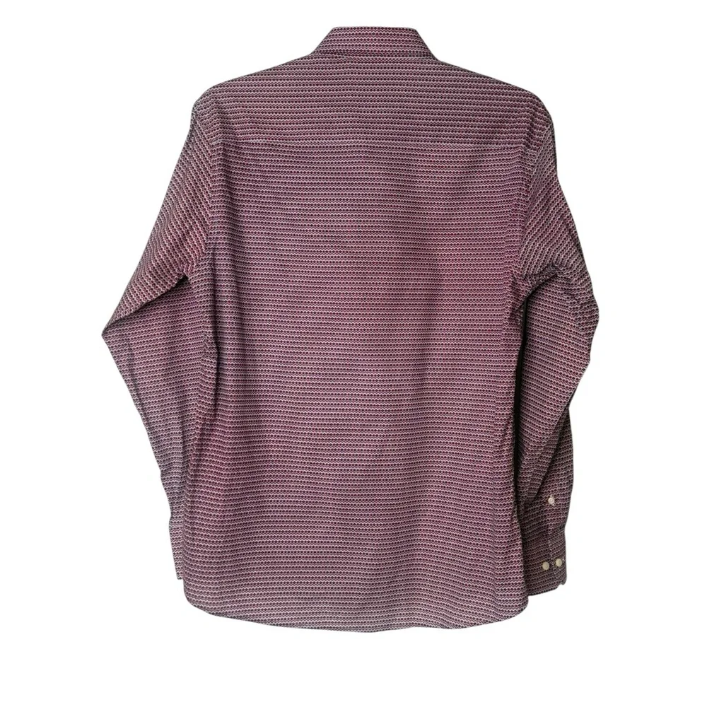 TALLIA Button-Up Dress Shirt Men's‎  Size L 16 1/2 Red Blue Flip Cuff Collared
